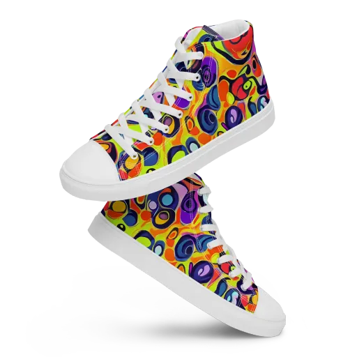 Psychedelic Pebbles on a Women's High Top Canvas Shoes