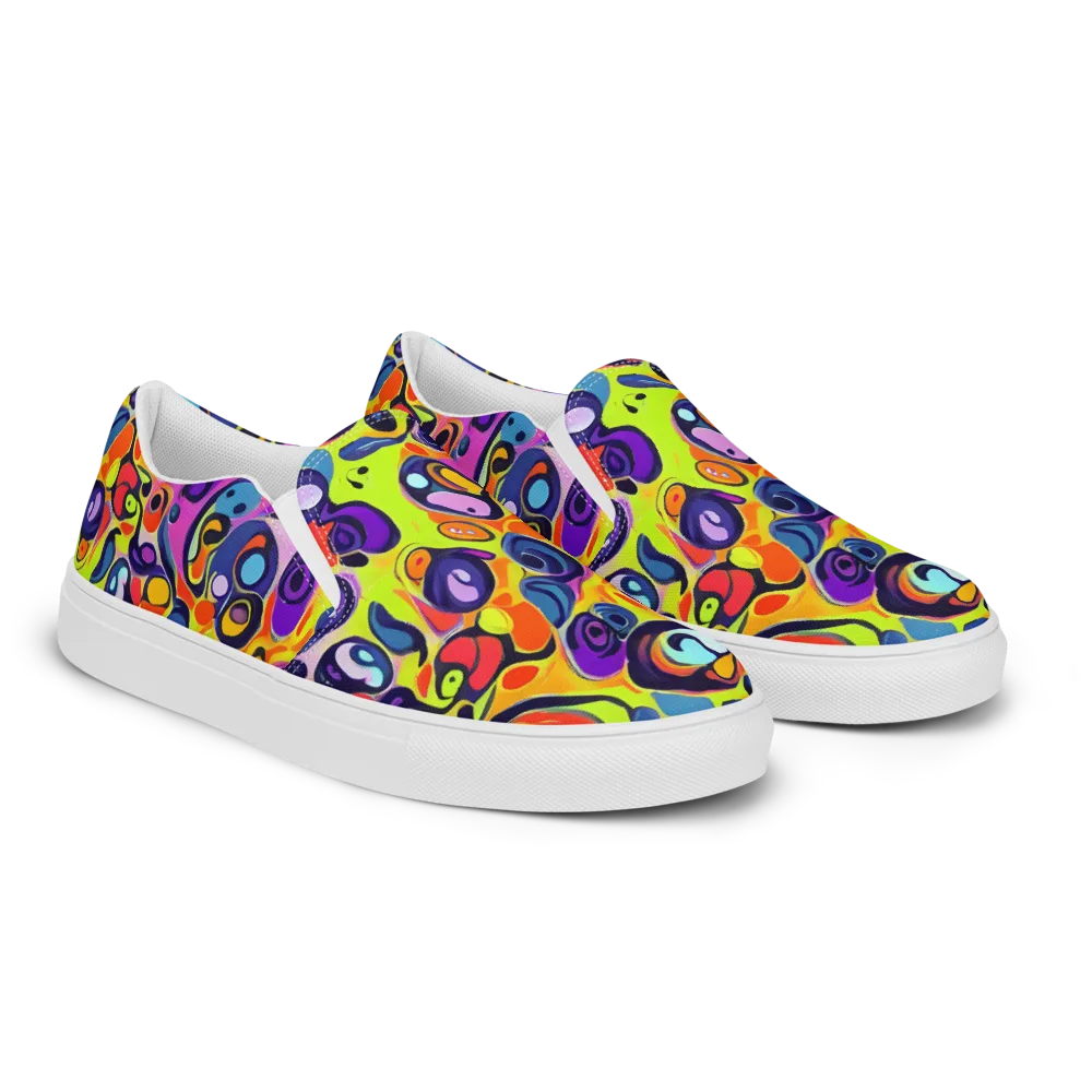 Psychedelic Pebbles on Men's Slip-On Canvas Shoes — Right Front