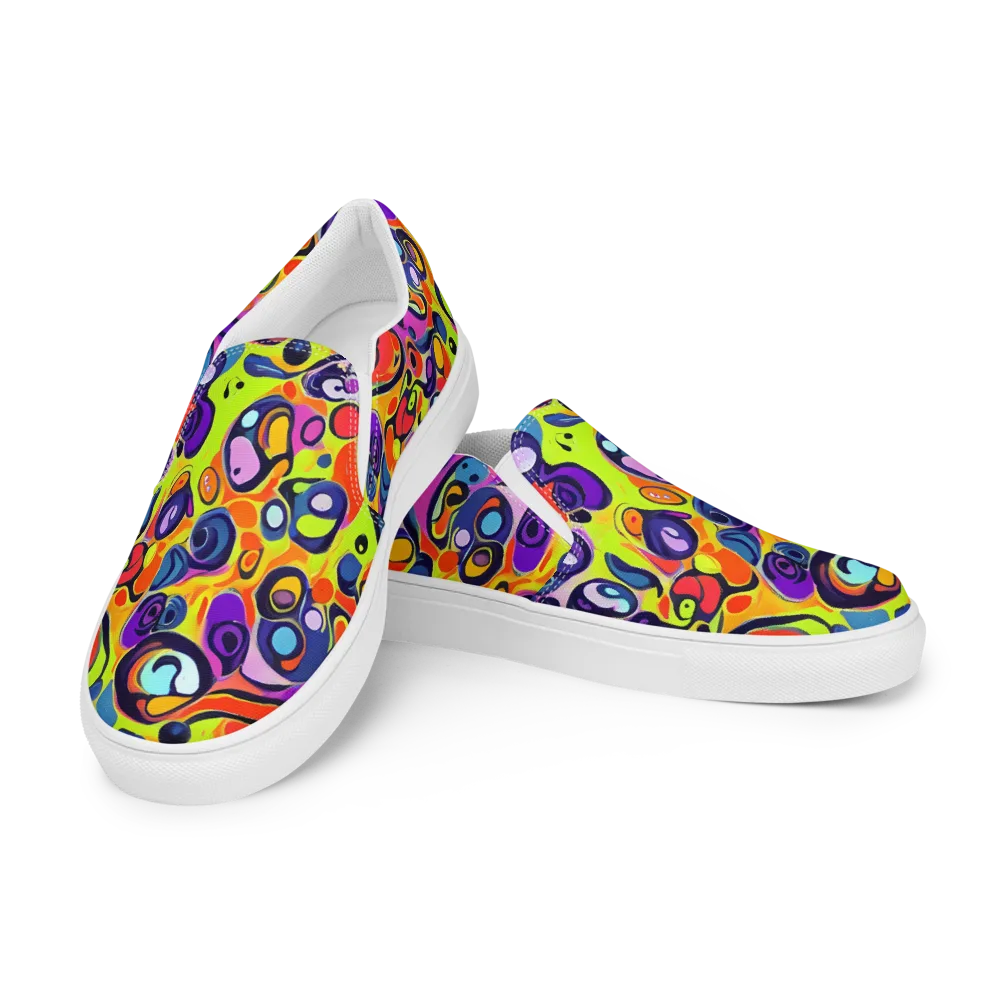 Psychedelic Pebbles on Men's Slip-On Canvas Shoes — Left Front