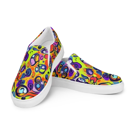 Psychedelic Pebbles on a Men's Slip-On Canvas Shoes
