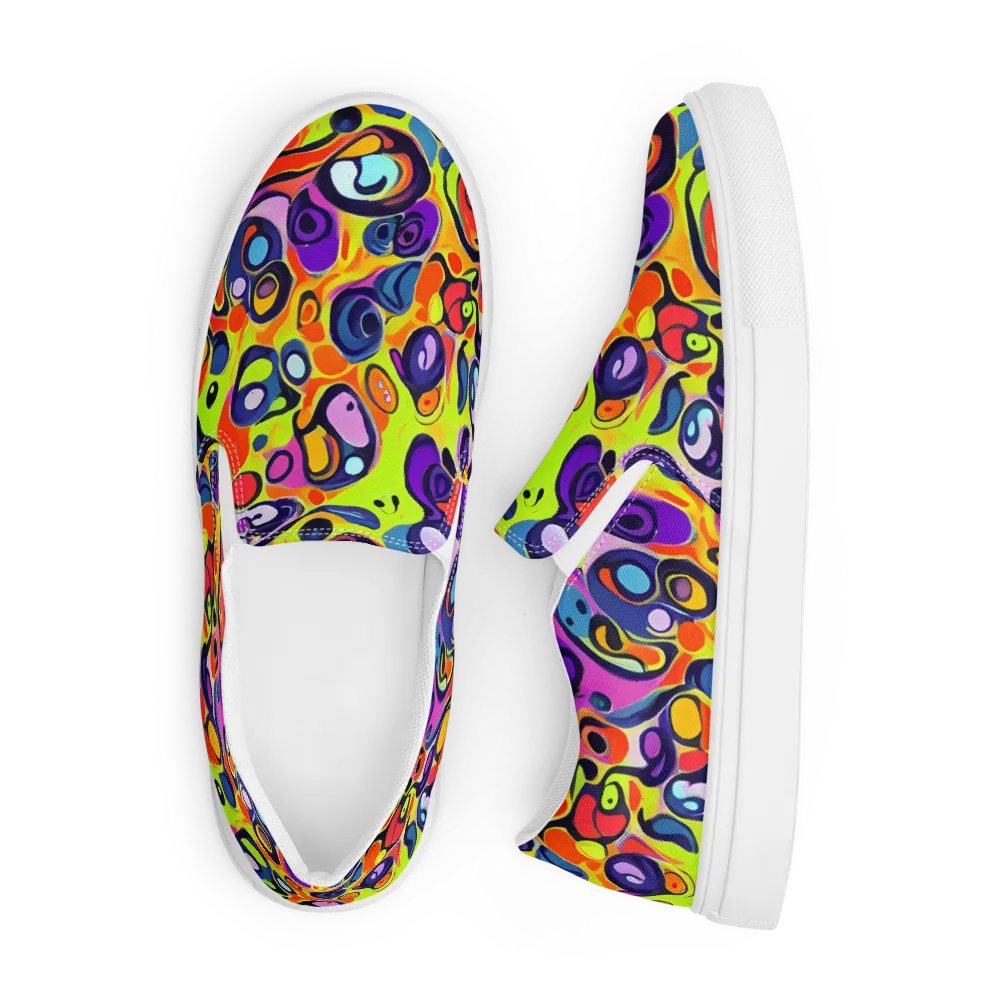Psychedelic Pebbles on Men's Slip-On Canvas Shoes — Front