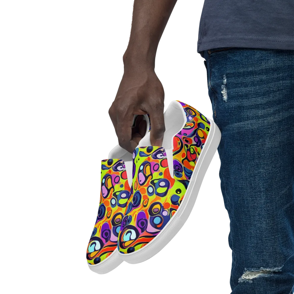 Psychedelic Pebbles on Men's Slip-On Canvas Shoes — Left Front