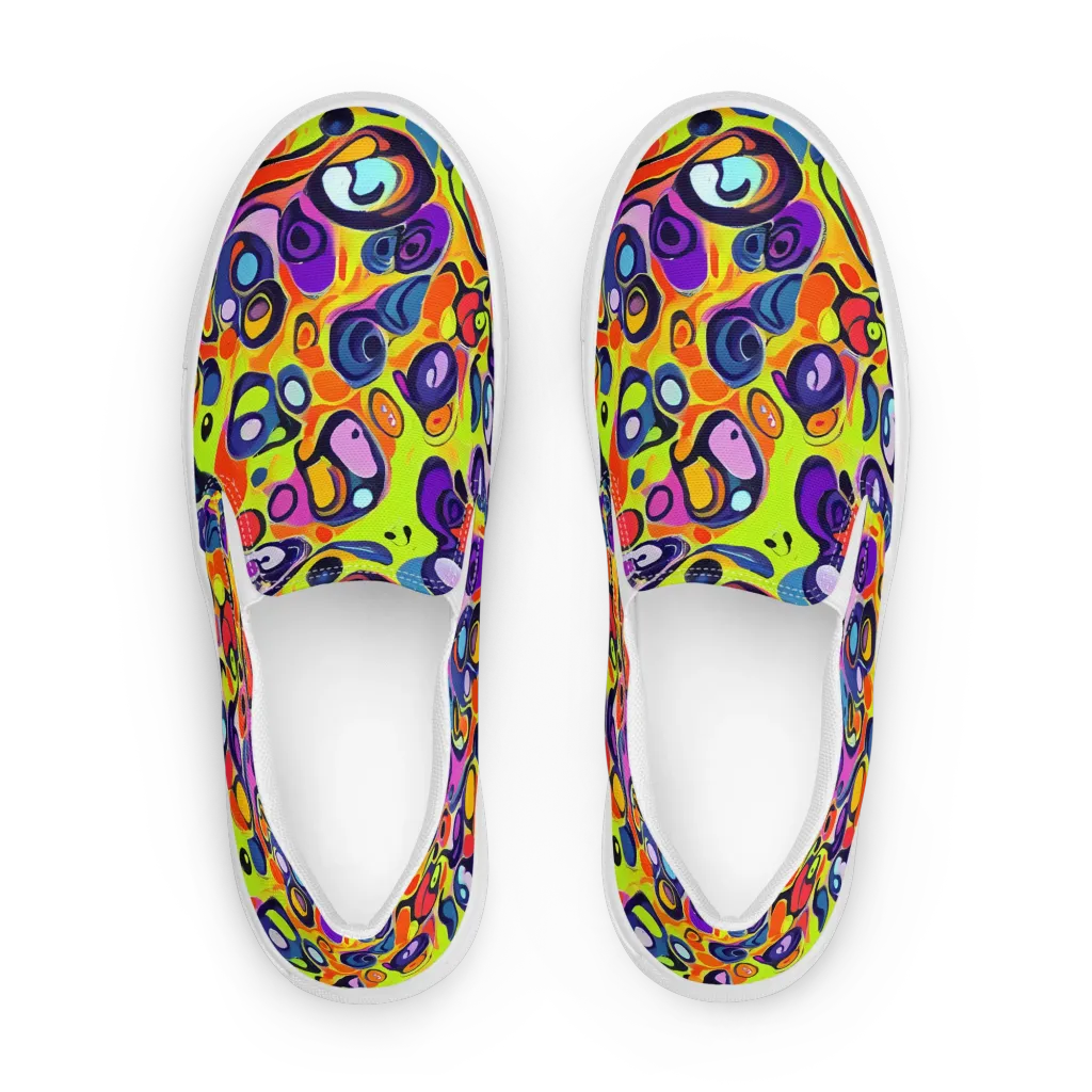 Psychedelic Pebbles on Women's Slip-On Canvas Shoes — Front
