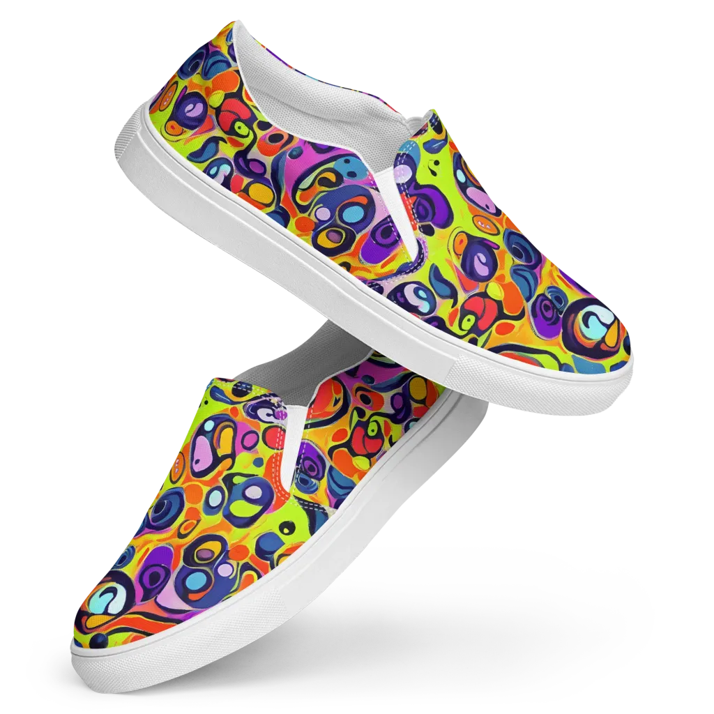 Psychedelic Pebbles on Women's Slip-On Canvas Shoes — Front