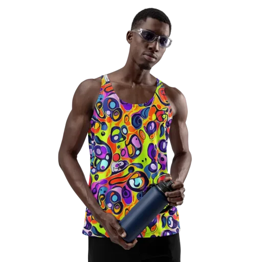 Psychedelic Pebbles on a Men's Tank Top