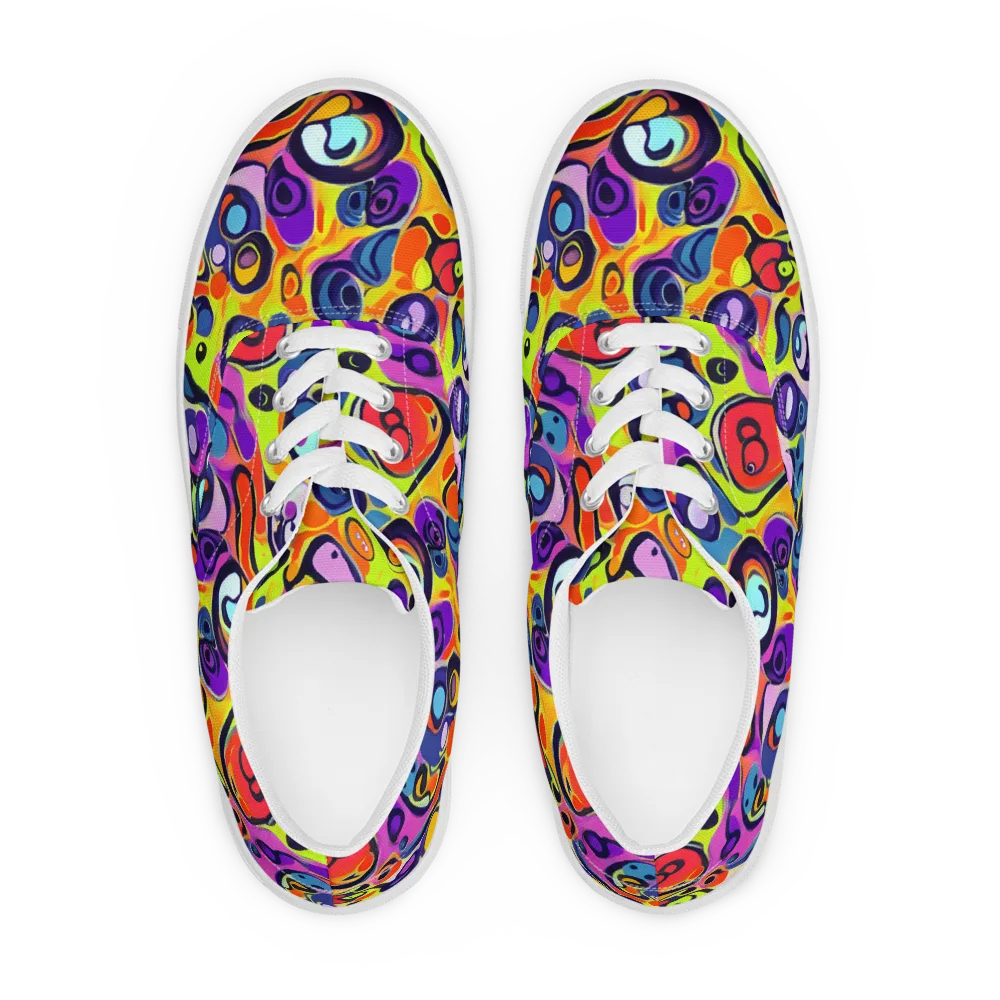 Psychedelic Pebbles on Men's Lace-Up Canvas Shoes — Front