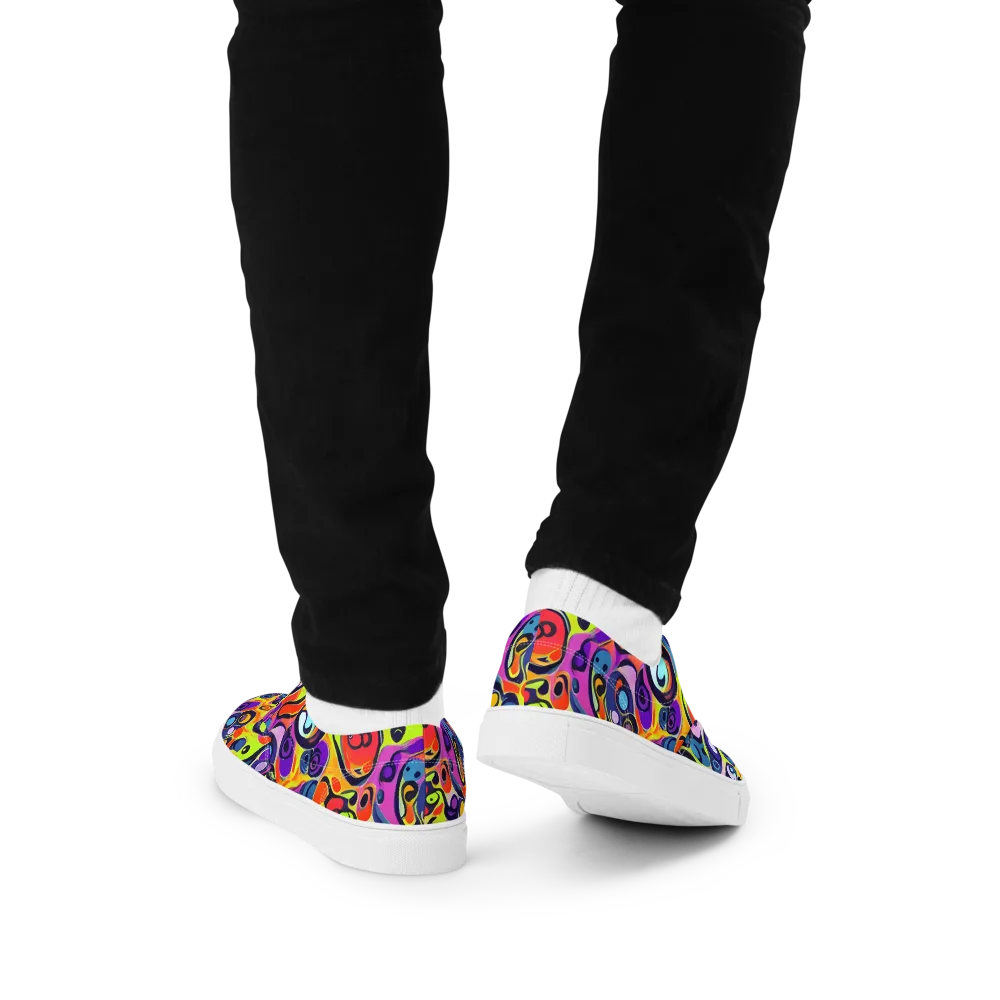 Psychedelic Pebbles on Men's Lace-Up Canvas Shoes — Back