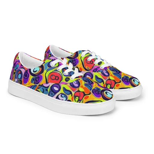 Psychedelic Pebbles on a Men's Lace-Up Canvas Shoes