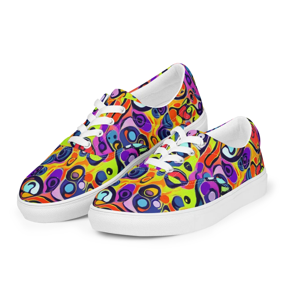 Psychedelic Pebbles on Men's Lace-Up Canvas Shoes — Left Front