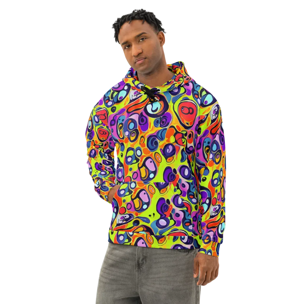 Psychedelic Pebbles on Cotton Hoodie — Left Front