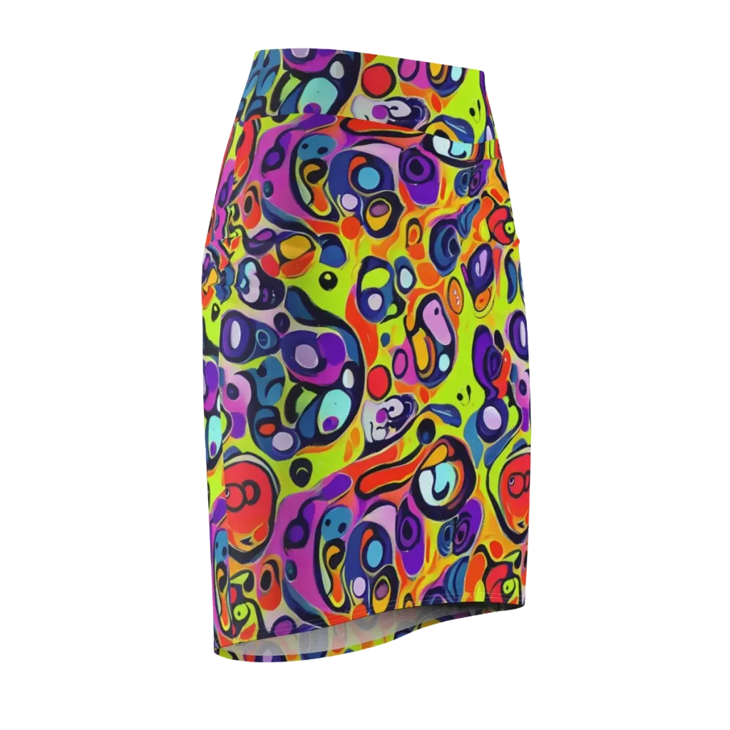 Psychedelic Pebbles on Pencil Skirt — Front Side