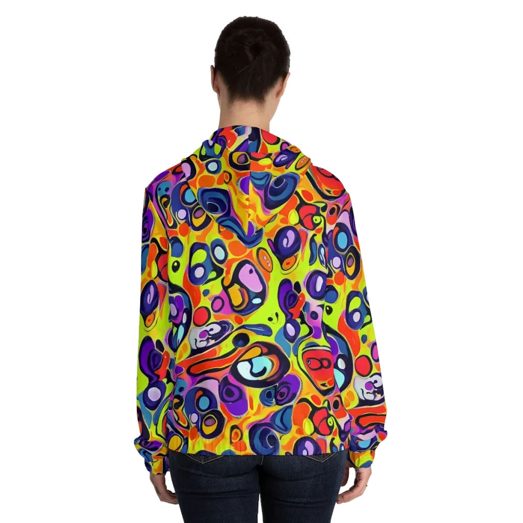 Psychedelic Pebbles on Women's Full-Zip Hoodie — Back On Person