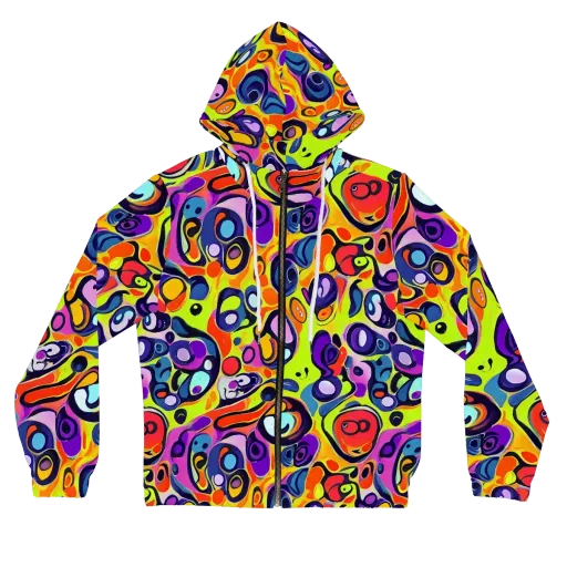 Psychedelic Pebbles on a Women's Full-Zip Hoodie