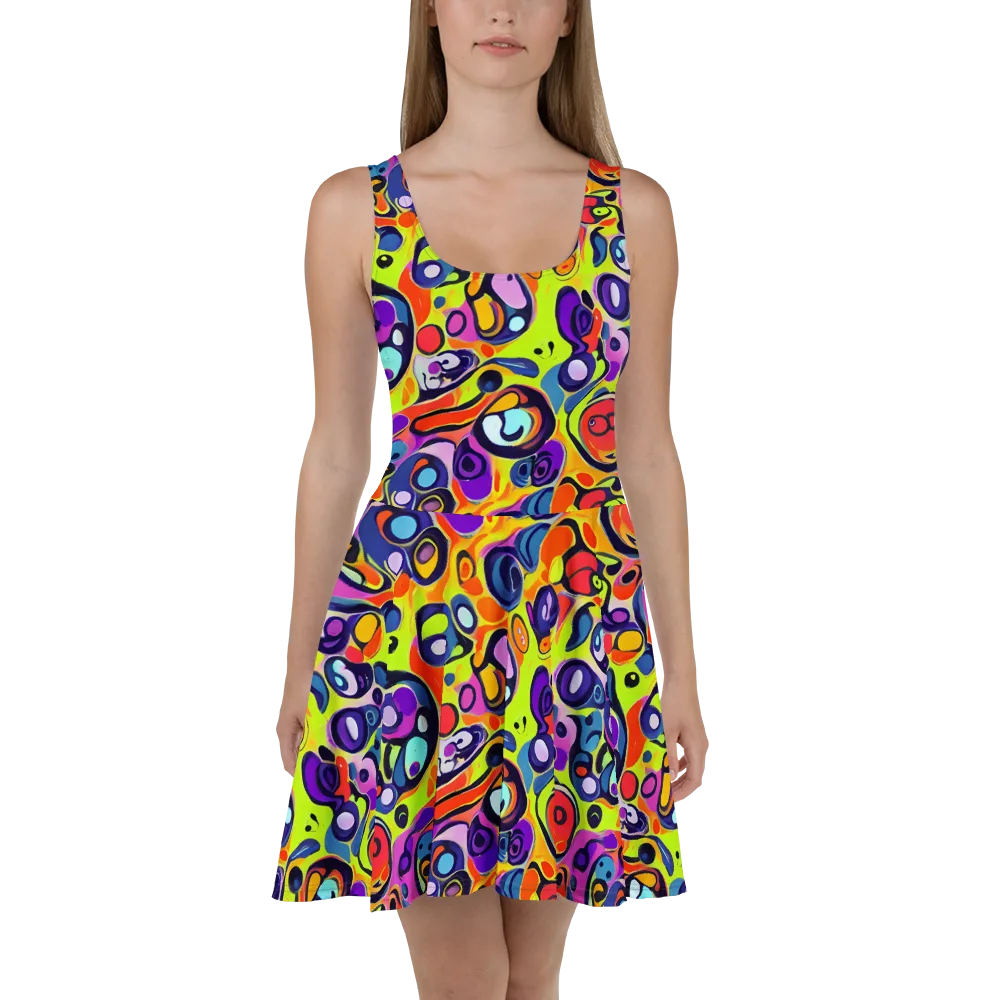 Psychedelic Pebbles on Skater Dress — Front