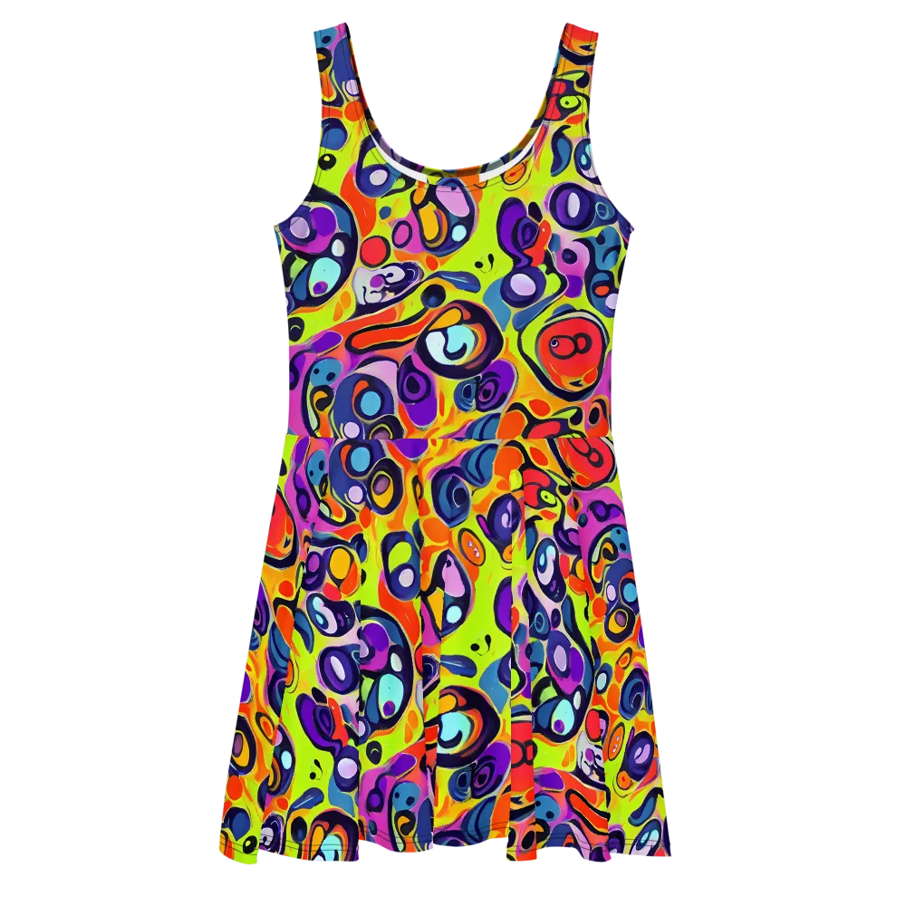 Psychedelic Pebbles on Skater Dress — Front