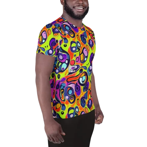 Psychedelic Pebbles on a Men's Athletic T-Shirt