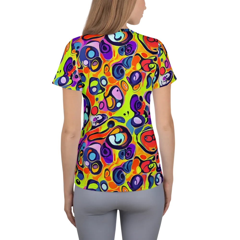 Psychedelic Pebbles on Women's Athletic T-Shirt — Back