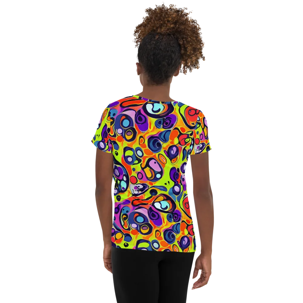 Psychedelic Pebbles on Women's Athletic T-Shirt — Back