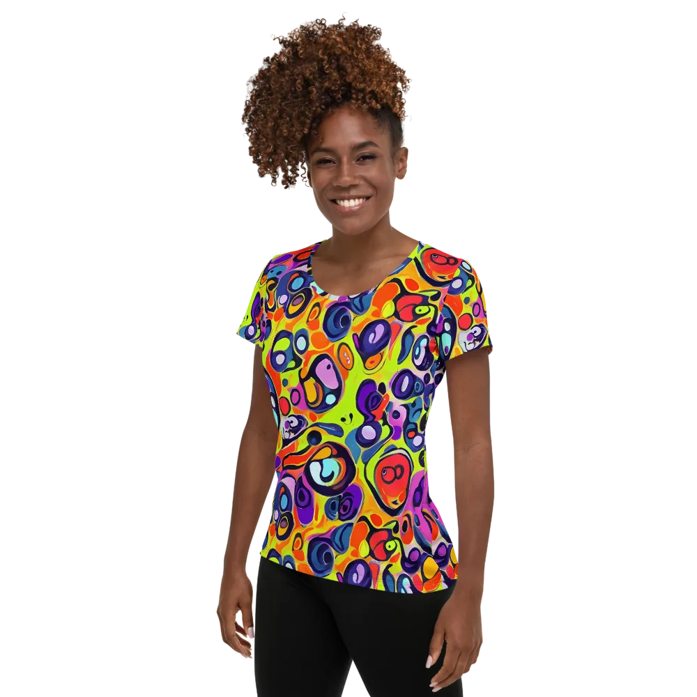 Psychedelic Pebbles on Women's Athletic T-Shirt — Left
