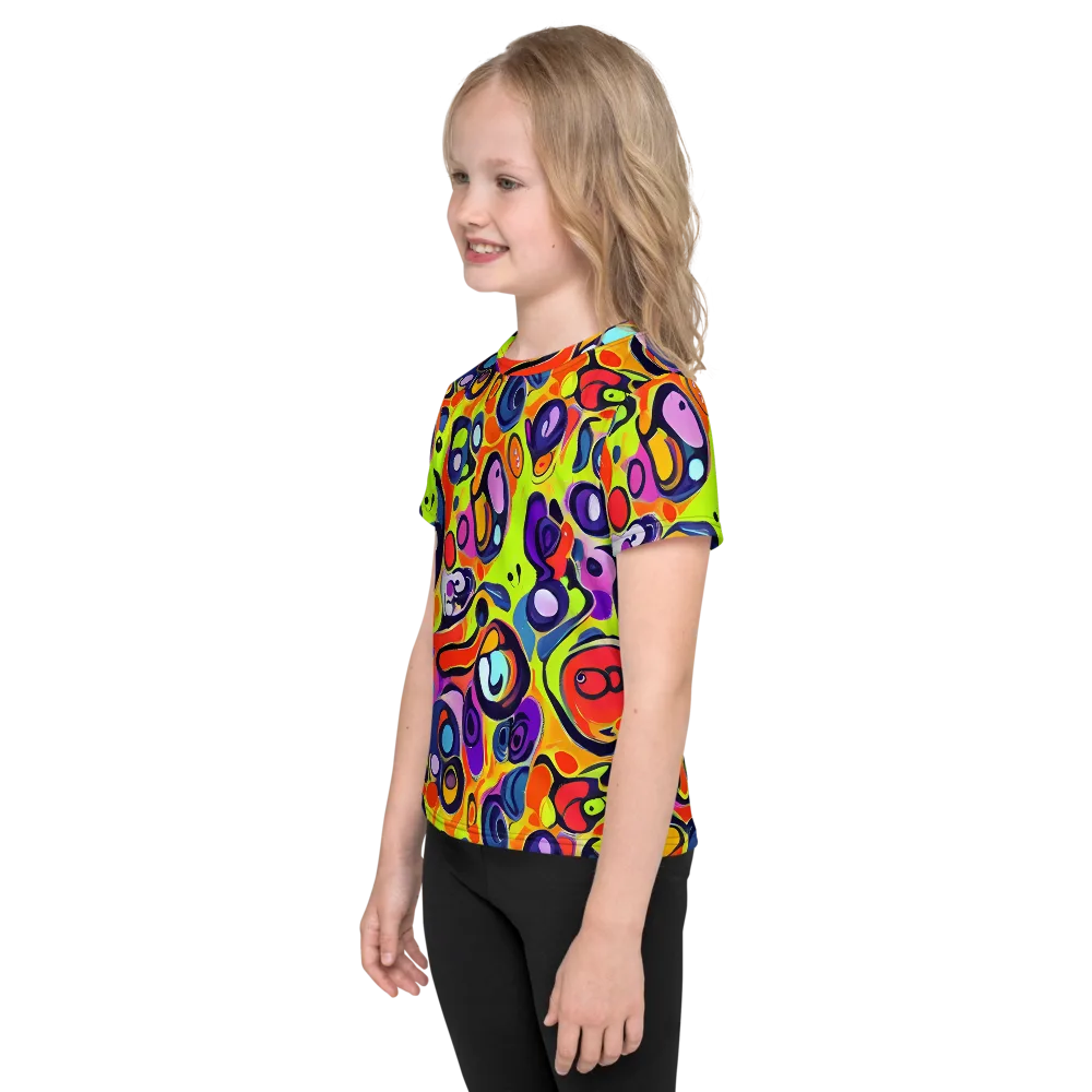 Psychedelic Pebbles on Kids Crew Neck T-Shirt — Left