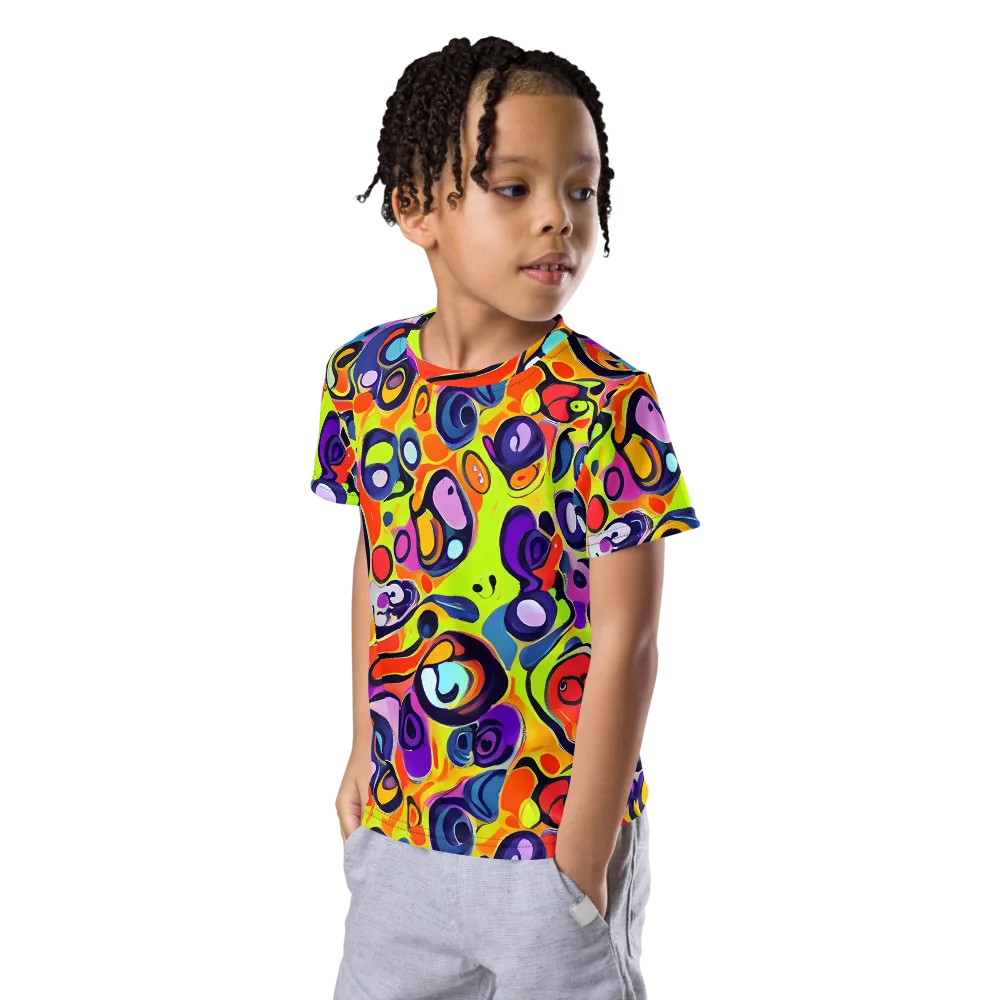 Psychedelic Pebbles on Kids Crew Neck T-Shirt — Left Front
