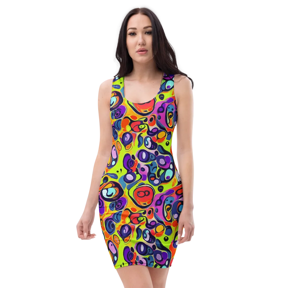 Psychedelic Pebbles on Bodycon Dress — Front