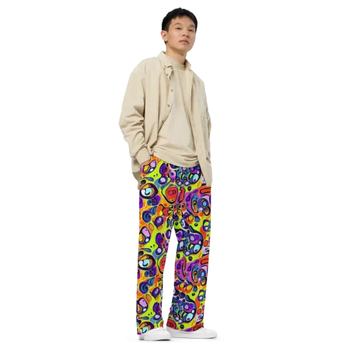 Psychedelic Pebbles on a Wide-Leg Pants