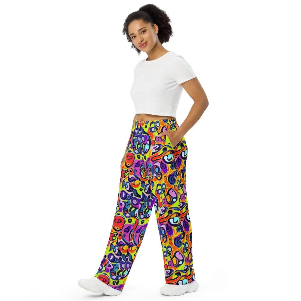 Psychedelic Pebbles on Wide-Leg Pants — Left Front