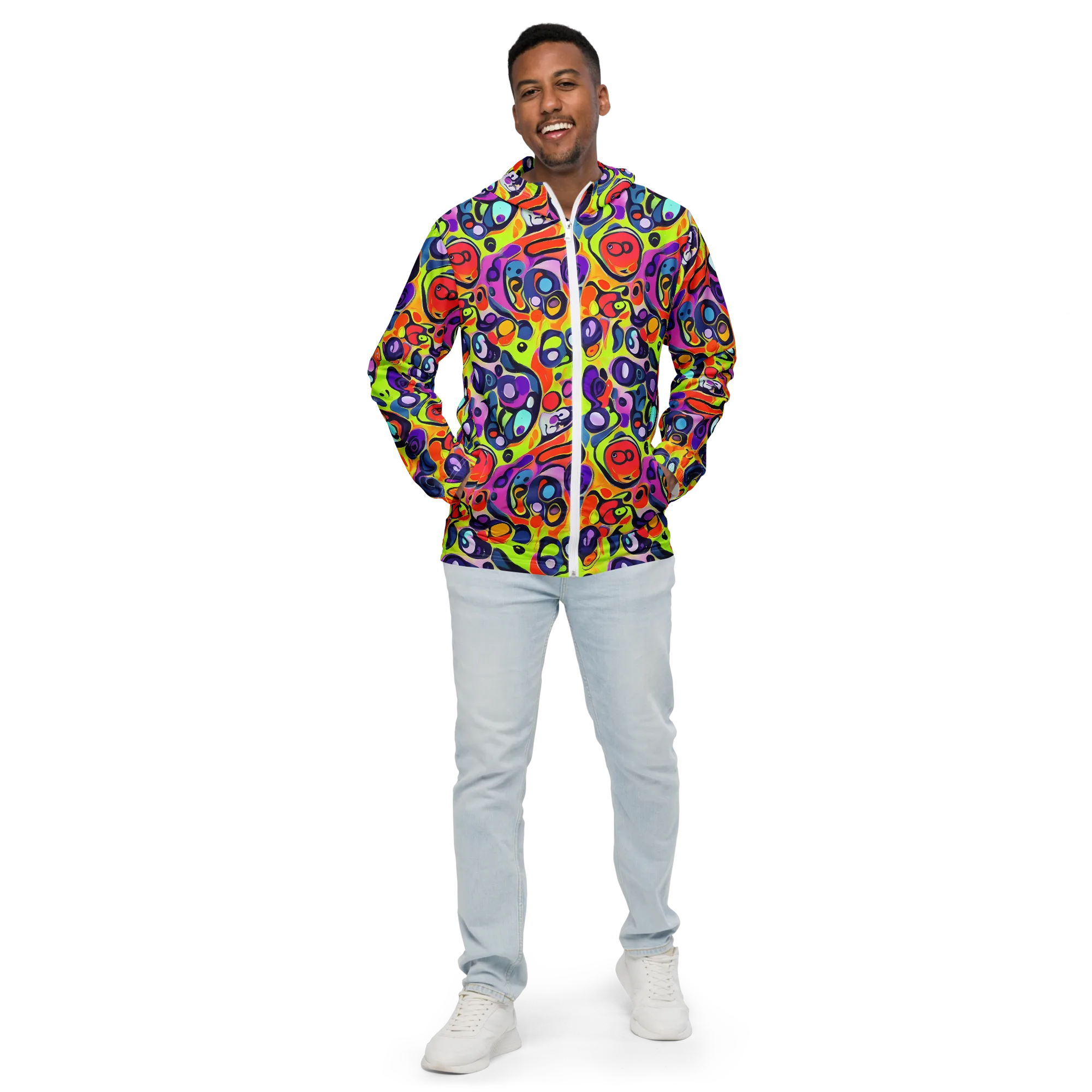 Psychedelic Pebbles on Men's Windbreaker — Front