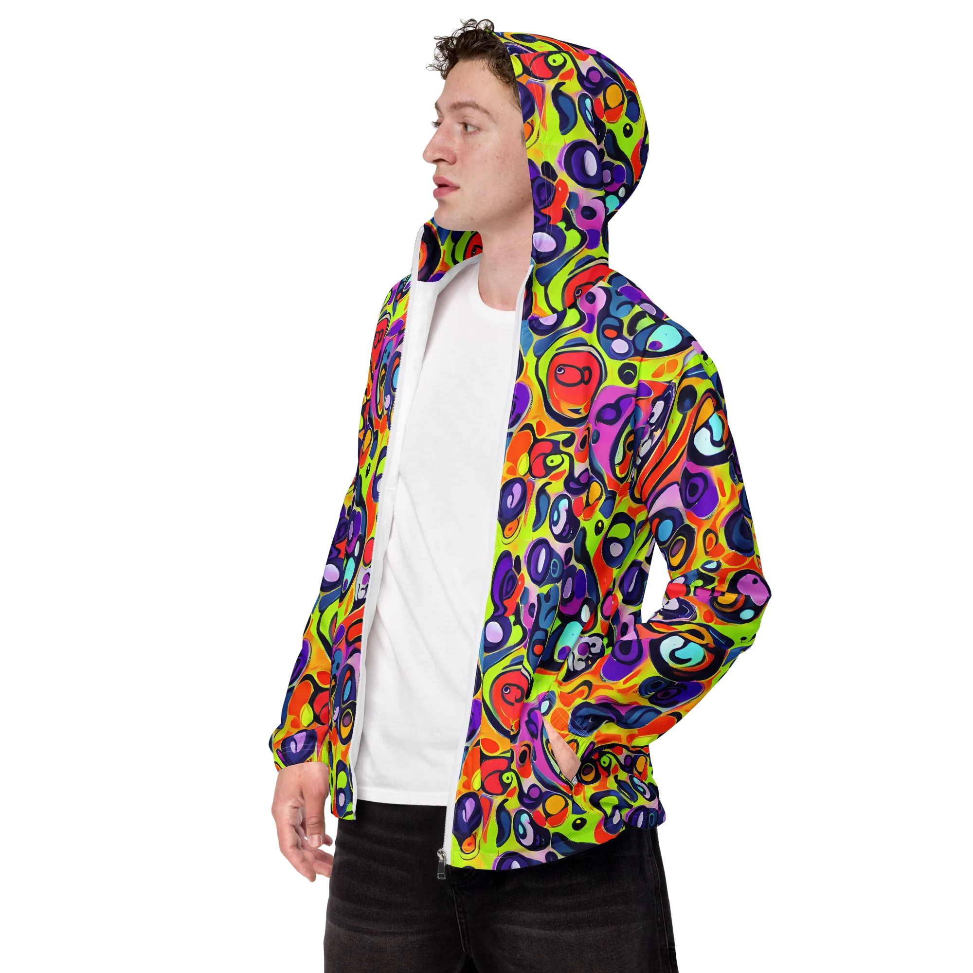 Psychedelic Pebbles on Men's Windbreaker — Left Front