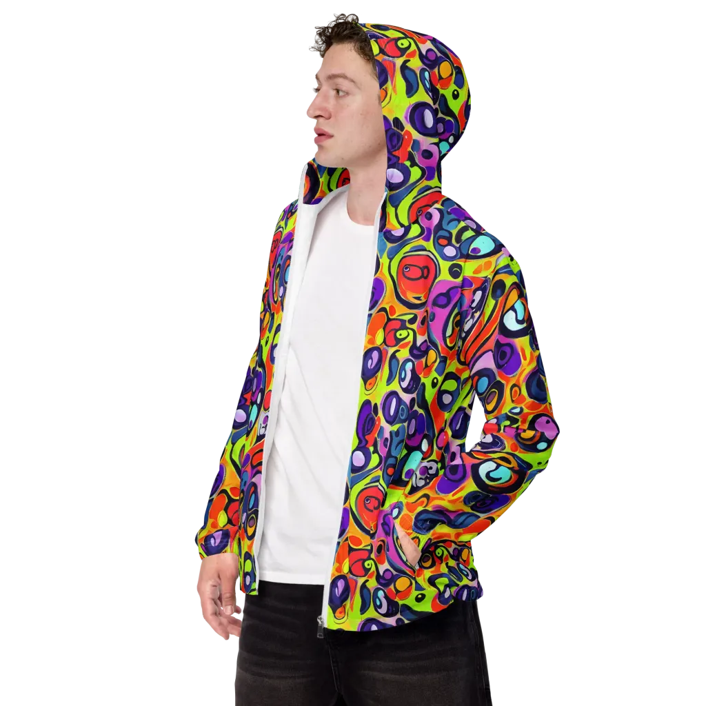 Psychedelic Pebbles on Men's Windbreaker — Left Front