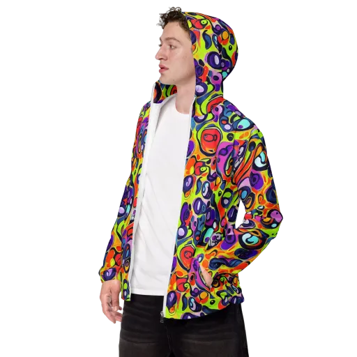 Psychedelic Pebbles on a Men's Windbreaker