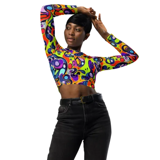 Psychedelic Pebbles on a Long Sleeve Crop Top