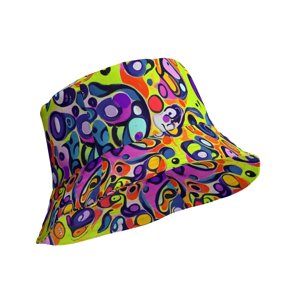 Psychedelic Pebbles on Reversible Bucket Hat — Product details Outside