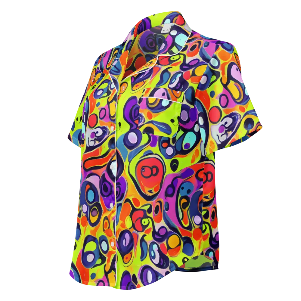 Psychedelic Pebbles on Women's Short Sleeve Pajama Top — Left Front