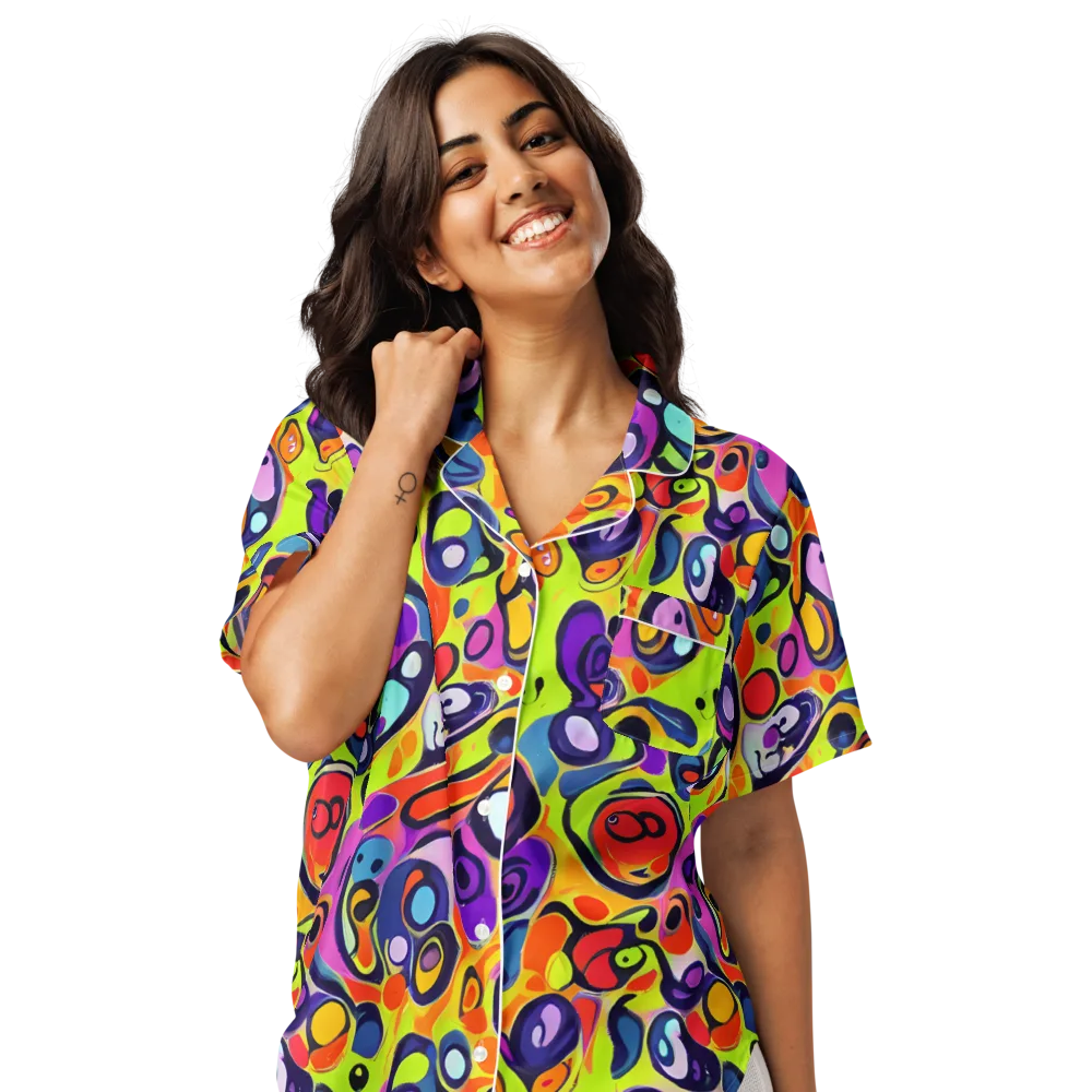 Psychedelic Pebbles on Women's Short Sleeve Pajama Top — Front