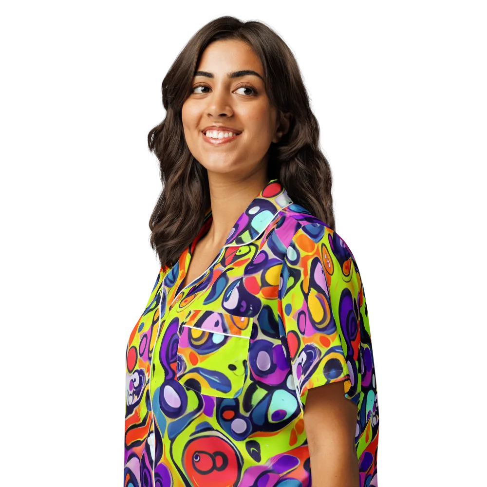 Psychedelic Pebbles on Women's Short Sleeve Pajama Top — Left Front