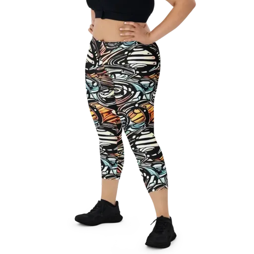 Blackwave Bloom on a Capri Leggings