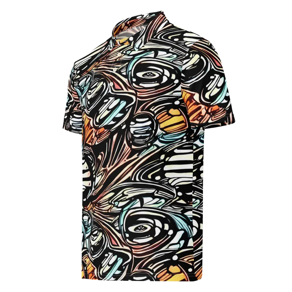 Blackwave Bloom on Men's Slim Fit Polo Shirt — Left Front
