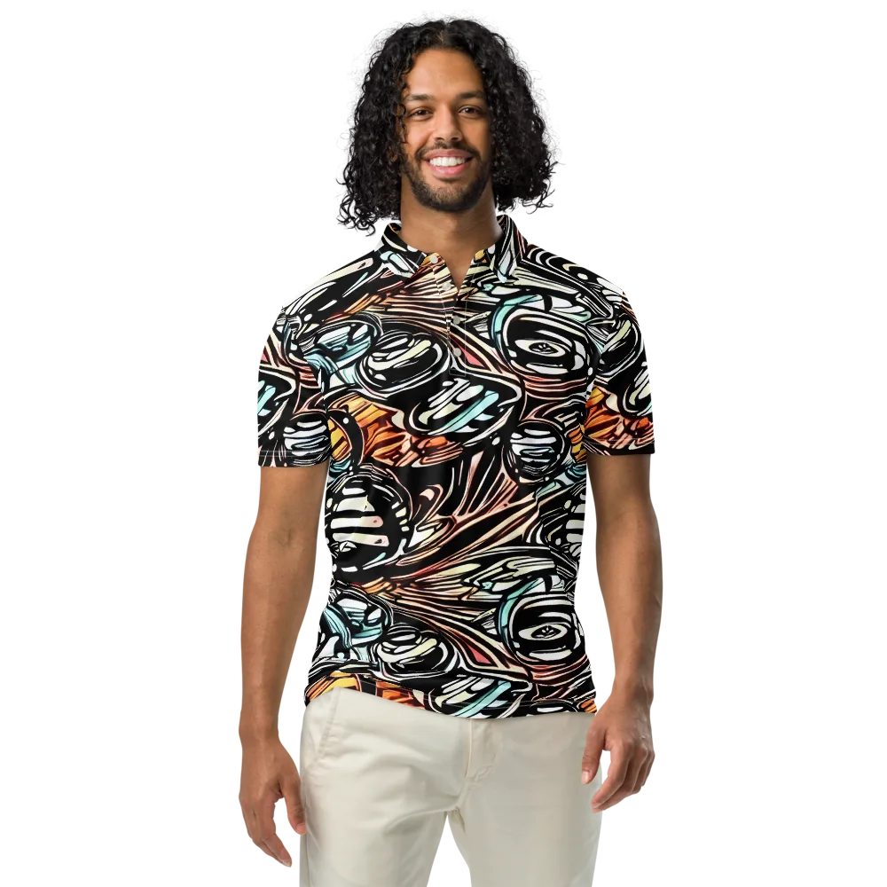 Blackwave Bloom on Men's Slim Fit Polo Shirt — Front