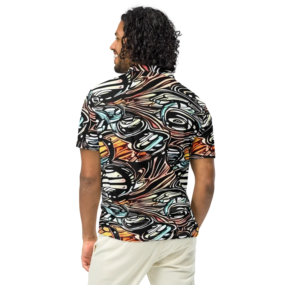 Blackwave Bloom on Men's Slim Fit Polo Shirt — Back