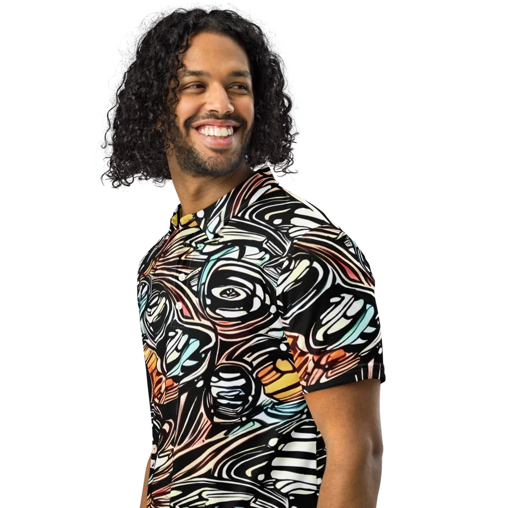 Blackwave Bloom on Men's Slim Fit Polo Shirt — Left Front
