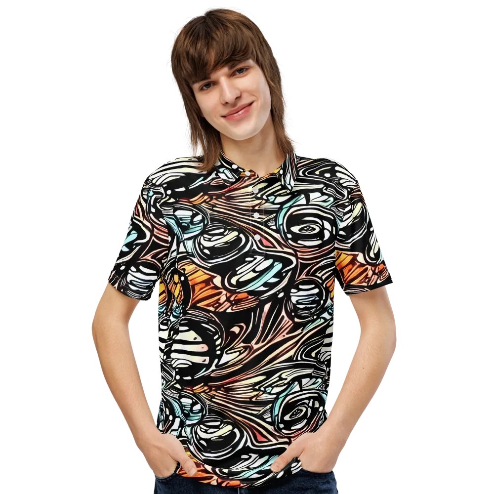 Blackwave Bloom on Men's Slim Fit Polo Shirt — Front