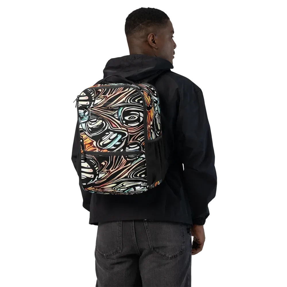 Blackwave Bloom on Utility Backpack — Back