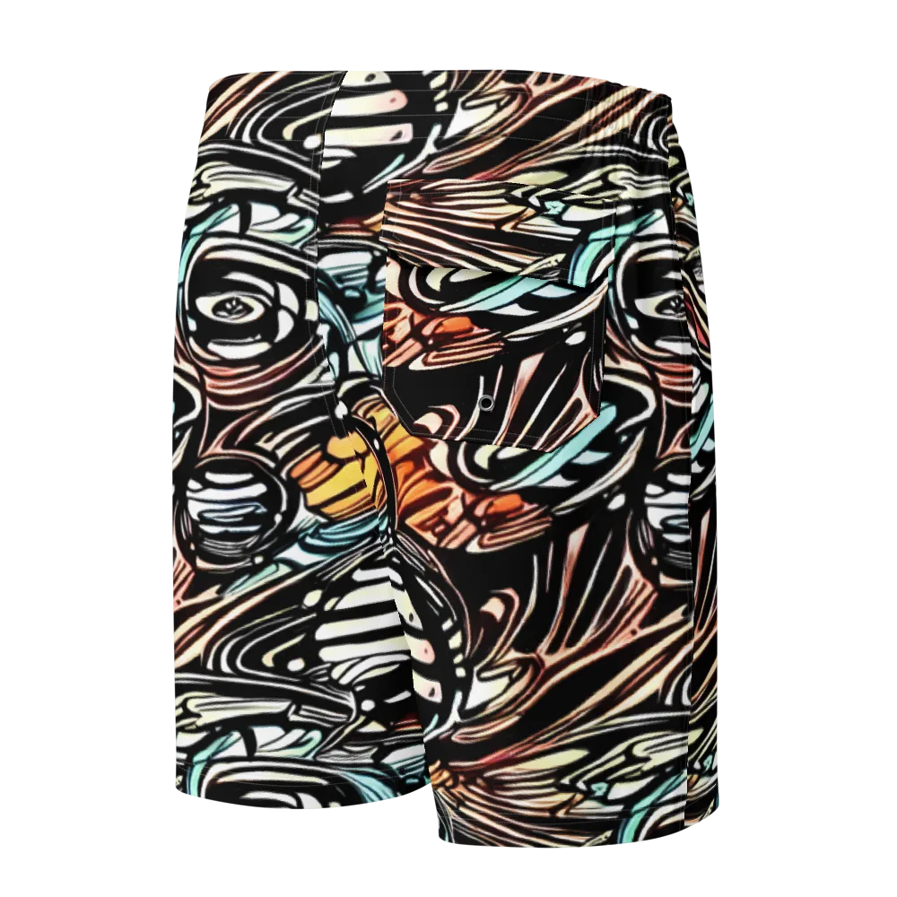 Blackwave Bloom on Men's Board Shorts — Back