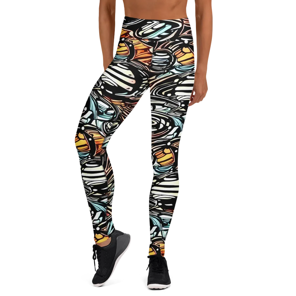 Blackwave Bloom on Yoga Leggings — Front