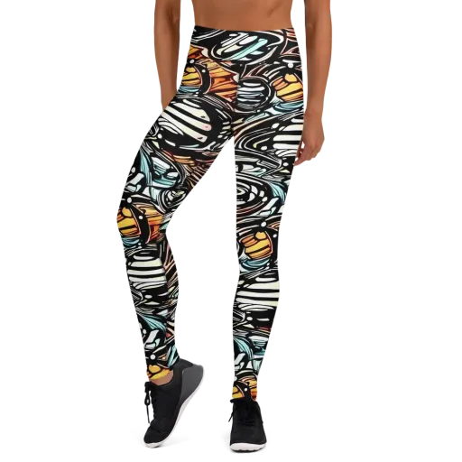 Blackwave Bloom on a Yoga Leggings