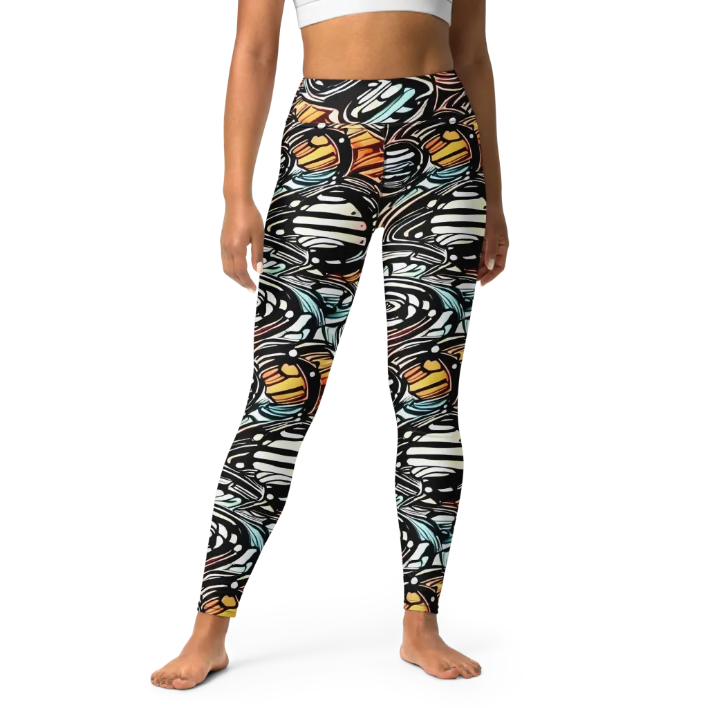Blackwave Bloom on Yoga Leggings — Front