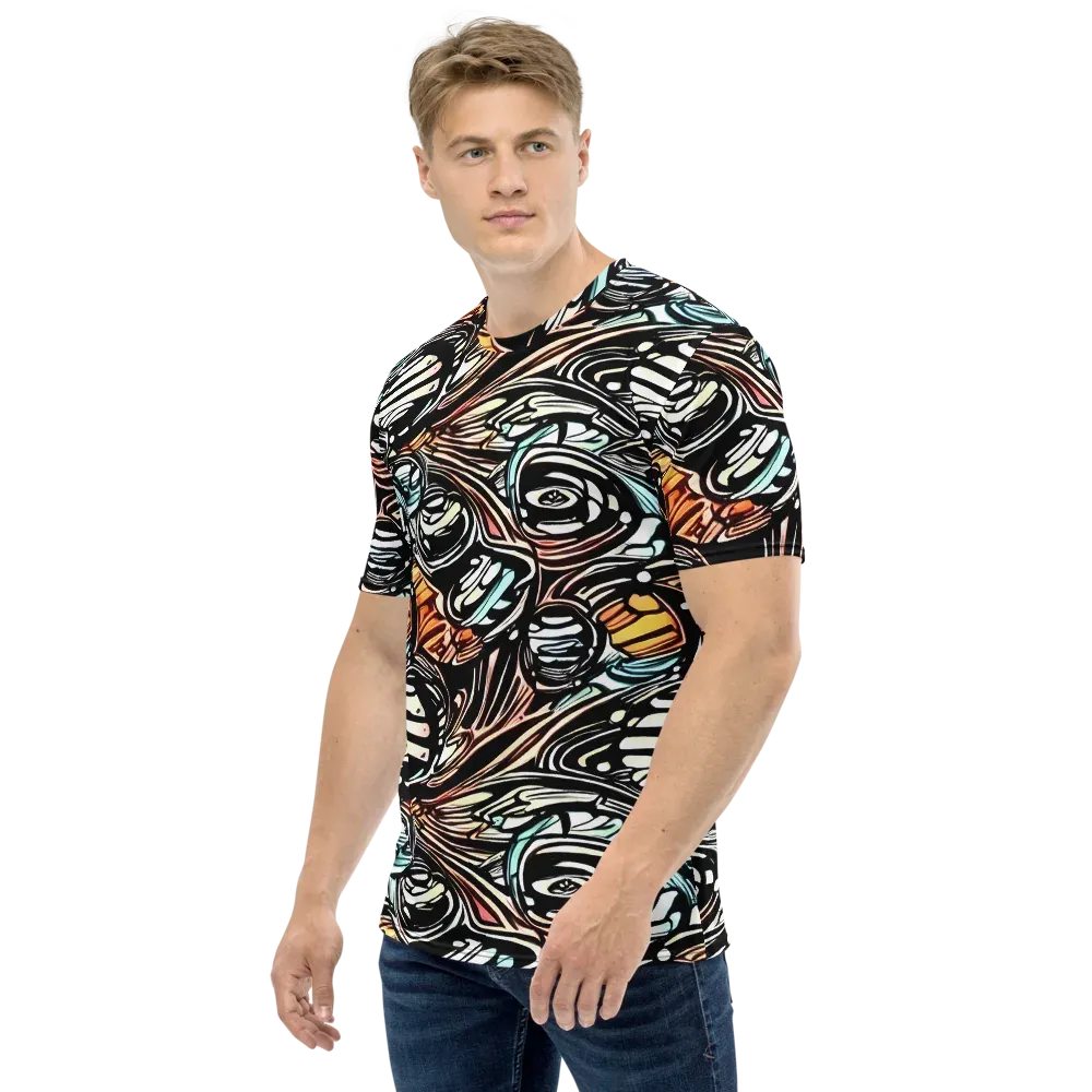 Blackwave Bloom on Men's Crew Neck T-Shirt — Left