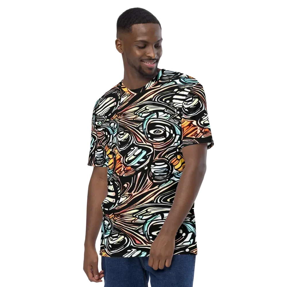 Blackwave Bloom on Men's Crew Neck T-Shirt — Left